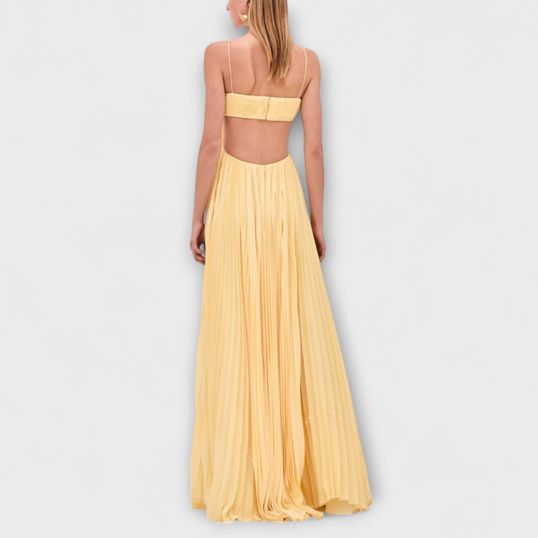 Mireille | Robe maxi fluide chic plissée à découpes