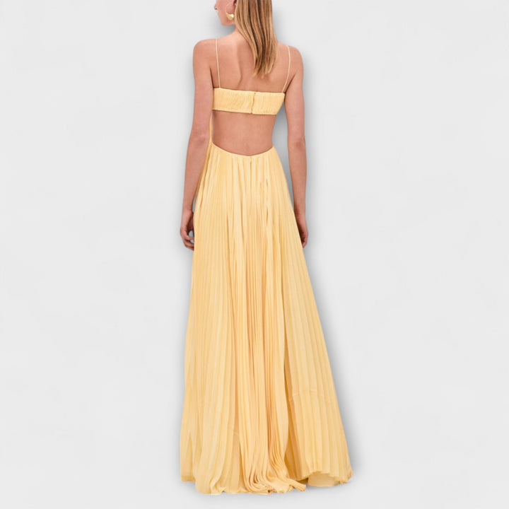 Mireille | Robe maxi fluide chic plissée à découpes