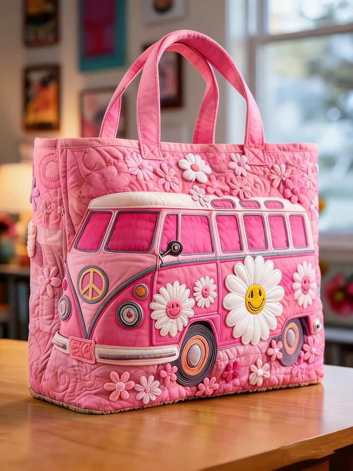 SAC MATELASSÉ | BUS MARGUERITE SOURIANTE ROSE