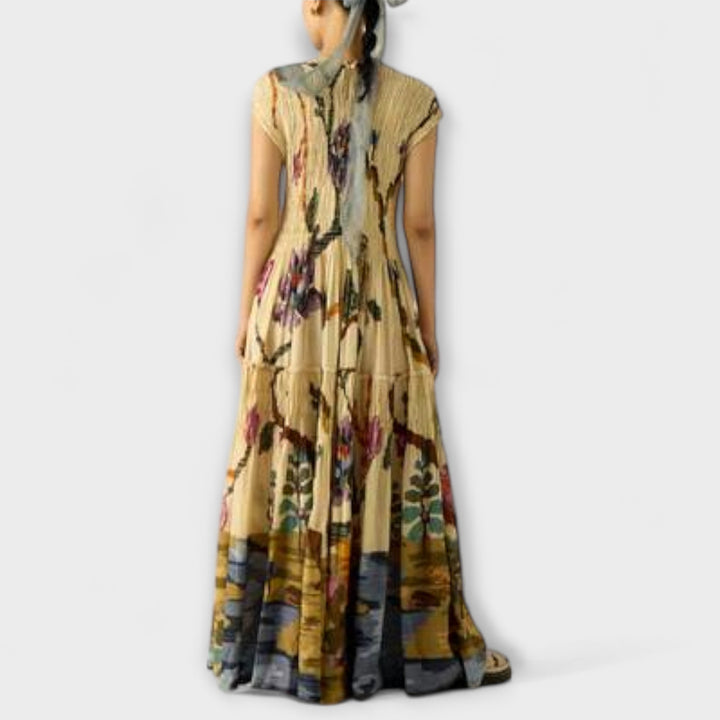 Amanda | Robe maxi à imprimé plissé