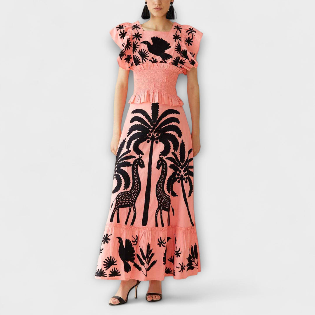Amy | Robe chic motif palmiers