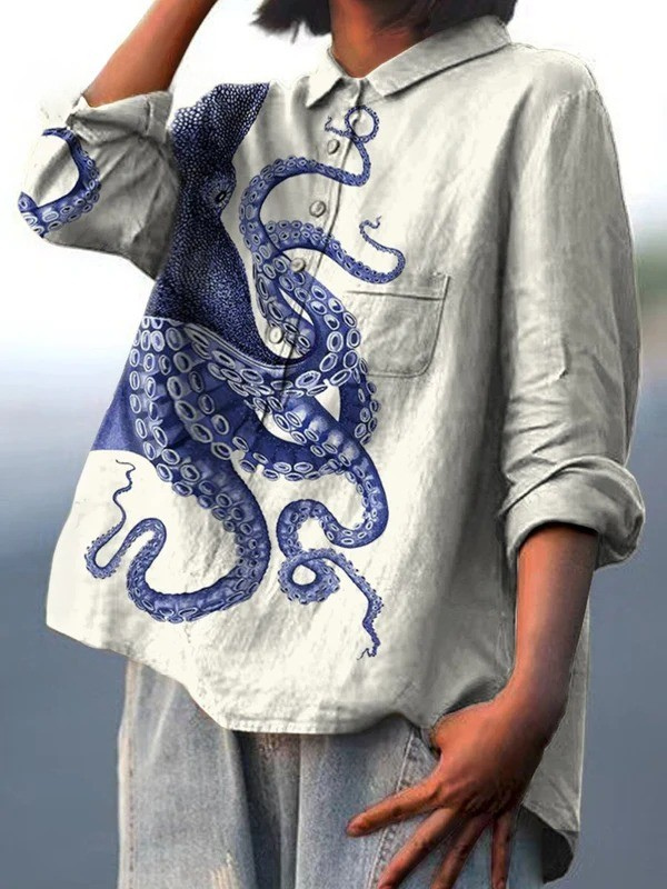 Heidi | T-shirt décontracté à l'art de tentacules de pieuvre