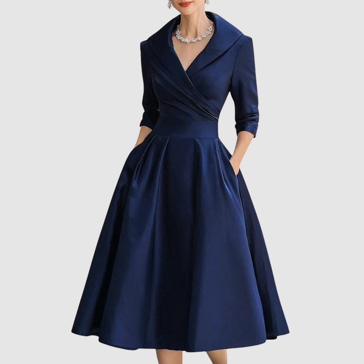 Adela | Robe midi effet portefeuille à col