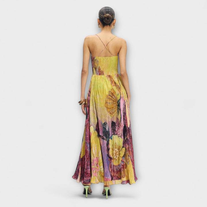 Kiara | Robe maxi à imprimé ikat éclatant