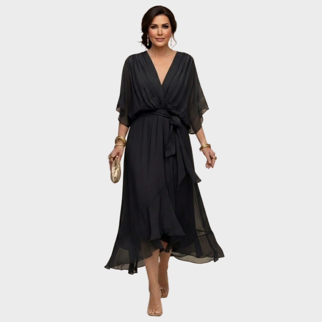 Monica | Robe en mousseline à col en V