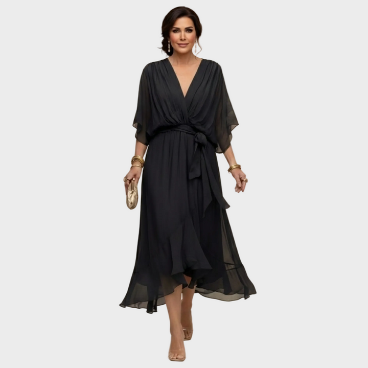Monica | Robe en mousseline à col en V