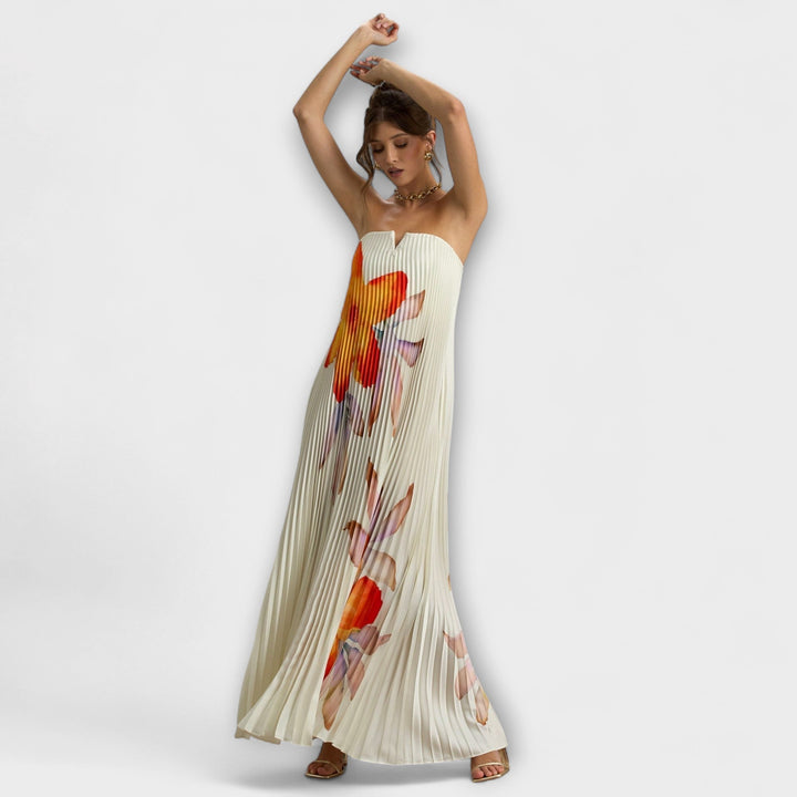 Michelle - Robe maxi cœur en orange fleuri