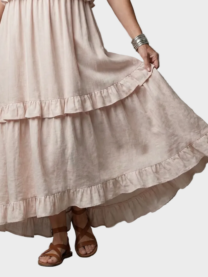Katia | Robe maxi à col licou et volants