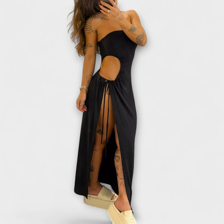 Winona - Robe à doublure body, bandeau à nouer et fentes latérales