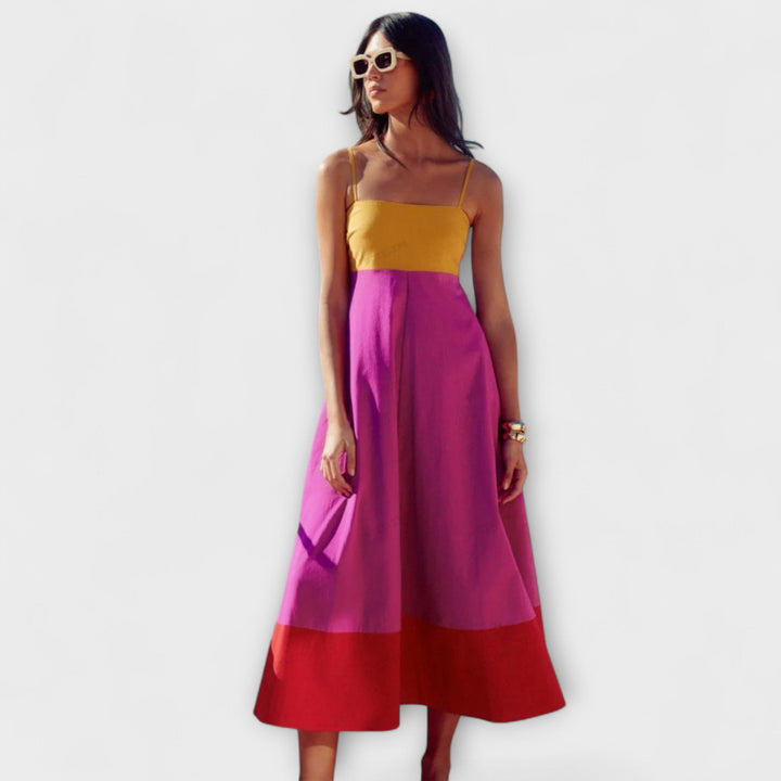 Robe colorblock à fines bretelles
