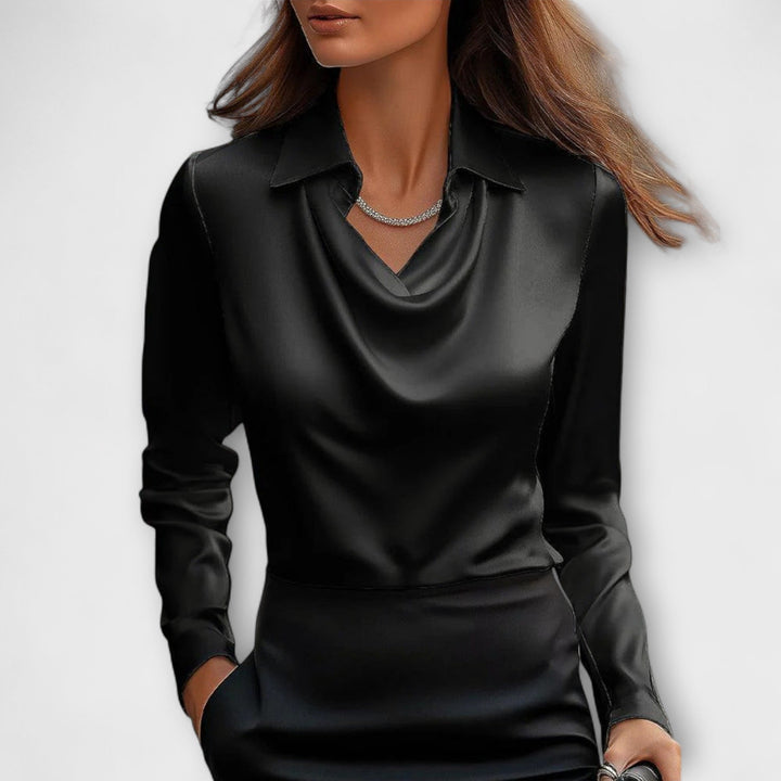 Meli - Blouse brillante à col froncé