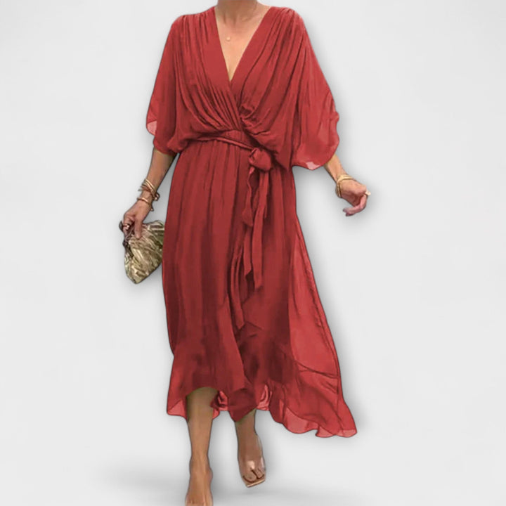 Amoura | Robe en mousseline à col en V