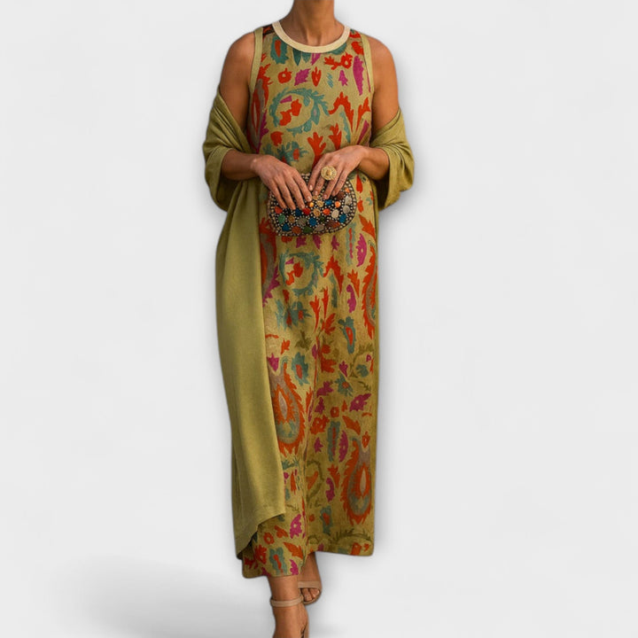 Raffaella | Élégante robe longue avec étole assortie