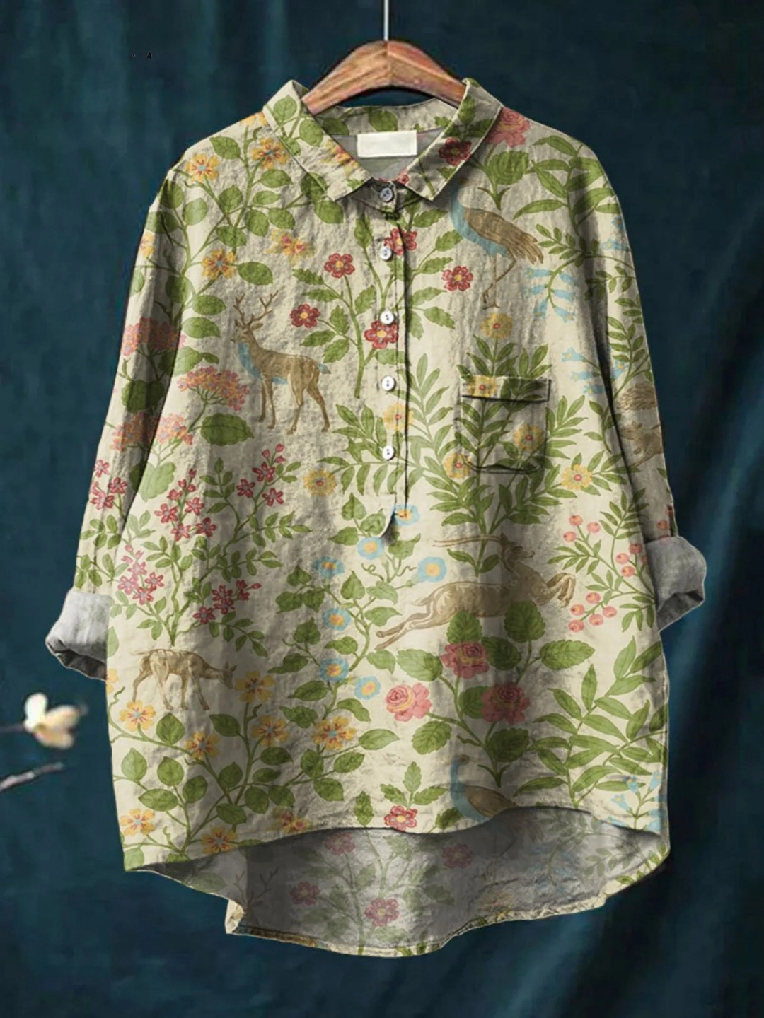Daniela | T-shirt décontracté à imprimé vintage de fleurs et d’animaux