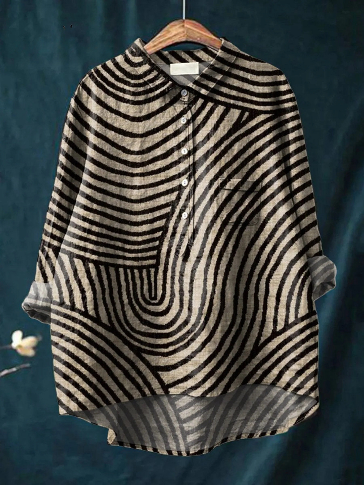 Fabienne | Blouse décontractée à imprimé de lignes circulaires