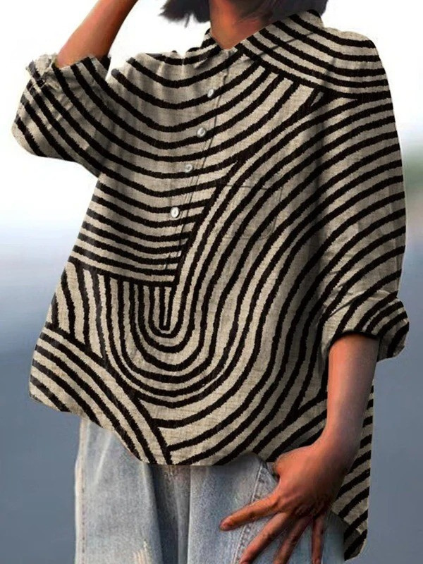 Fabienne | Blouse décontractée à imprimé de lignes circulaires