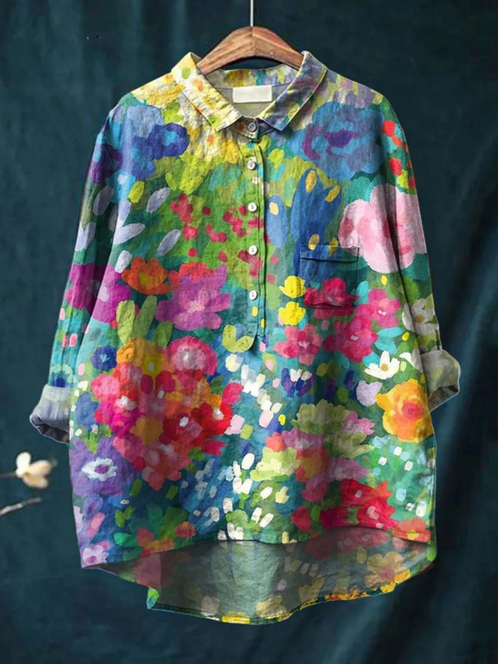 Anouk | Blouse décontractée pour femme de style vintage à motif fleuri