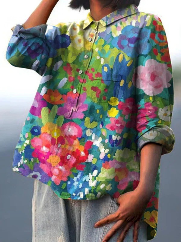 Anouk | Blouse décontractée pour femme de style vintage à motif fleuri
