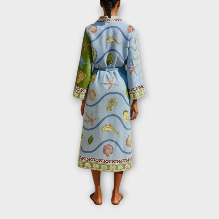 Jule - Robe chemise midi en twill imprimé avec ceinture