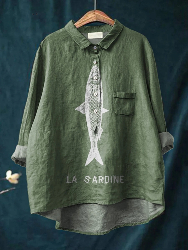 Evelyne | T-shirt décontracté à imprimé de sardines