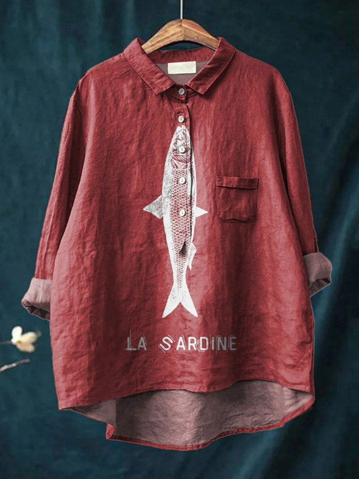 Evelyne | T-shirt décontracté à imprimé de sardines