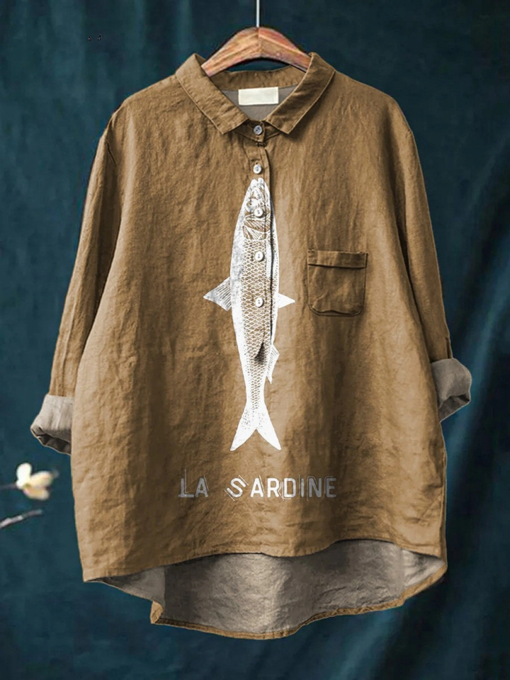 Evelyne | T-shirt décontracté à imprimé de sardines