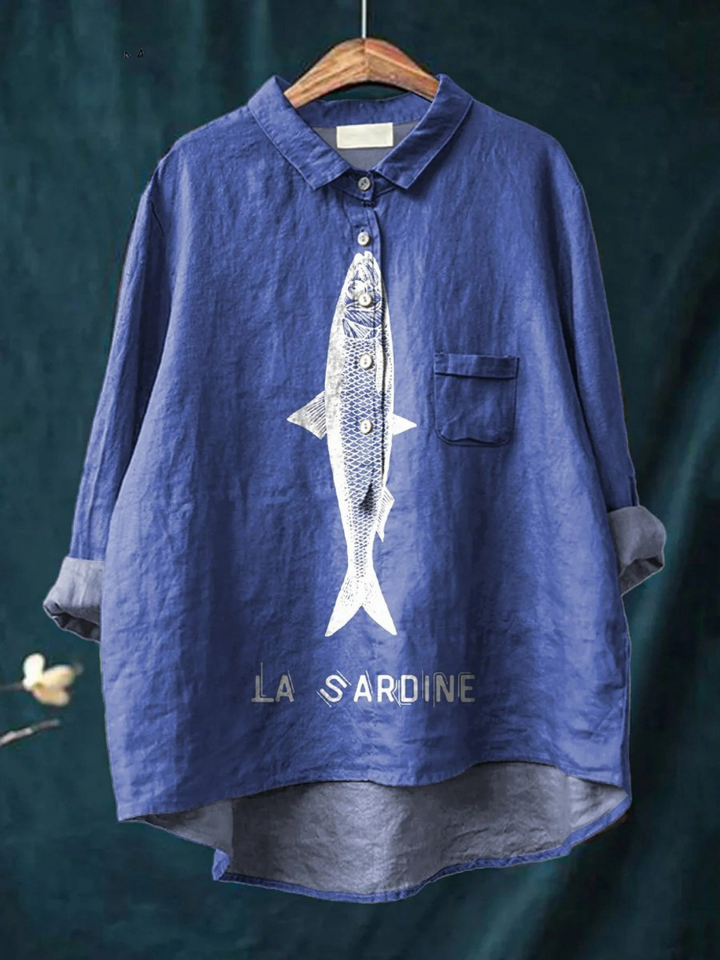 Evelyne | T-shirt décontracté à imprimé de sardines