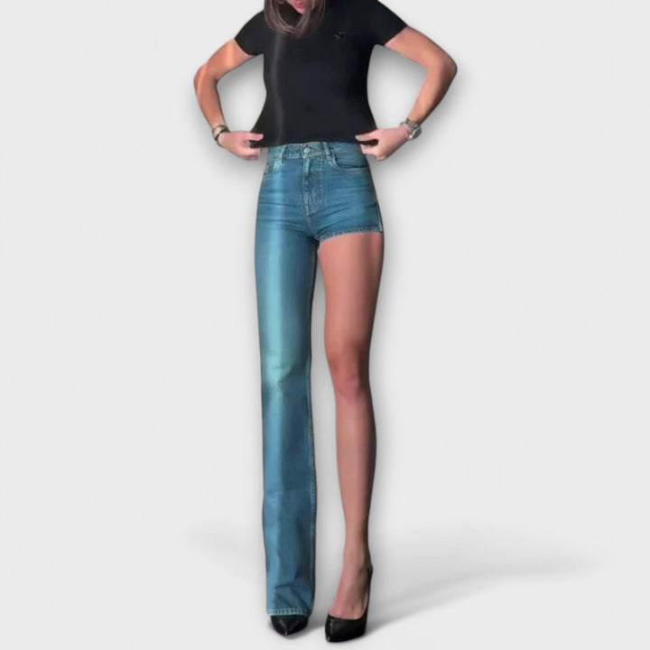 Astra - Short asymétrique tendance en denim à bretelle unique