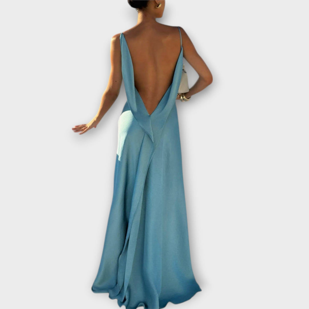 Hallie | Robe maxi chic en satin à haute fente