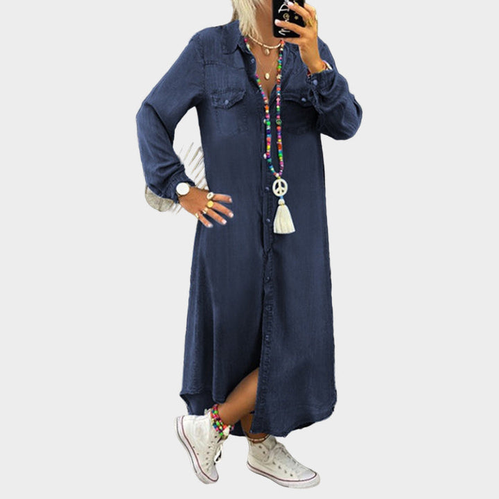 Robe longue en jean à manches longues