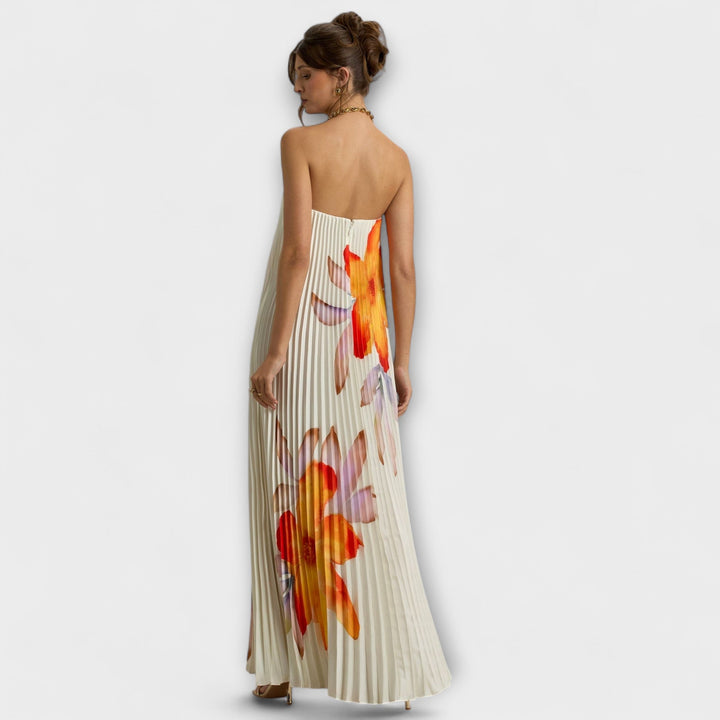 Michelle - Robe maxi cœur en orange fleuri