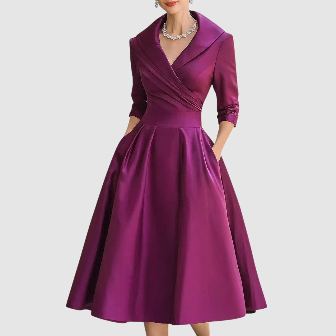 Adela | Robe midi effet portefeuille à col