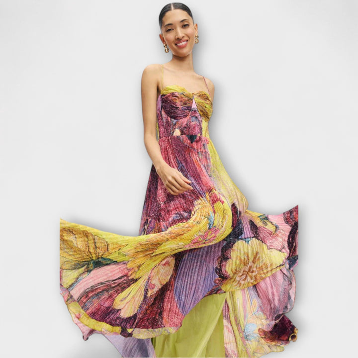 Kiara | Robe maxi à imprimé ikat éclatant