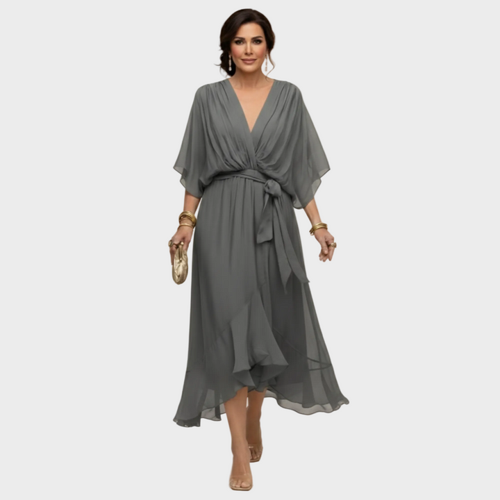 Monica | Robe en mousseline à col en V
