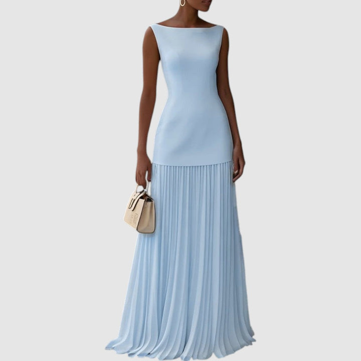 Elisa | Robe maxi sans manches à jupe plissée
