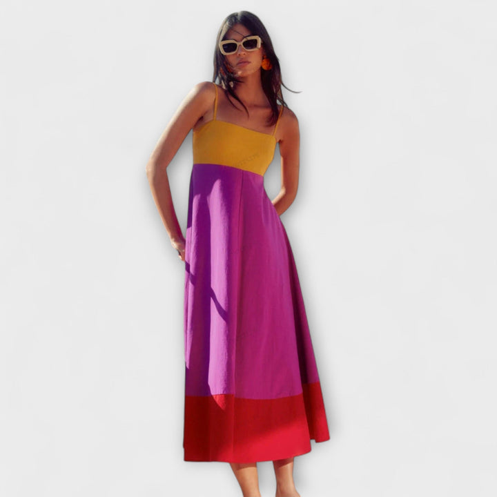 Robe colorblock à fines bretelles