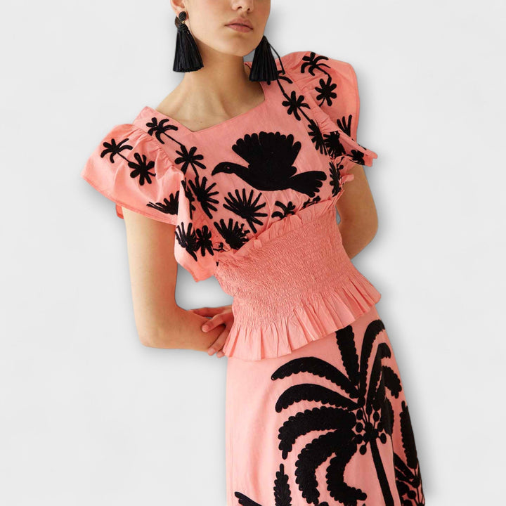 Amy | Robe chic motif palmiers