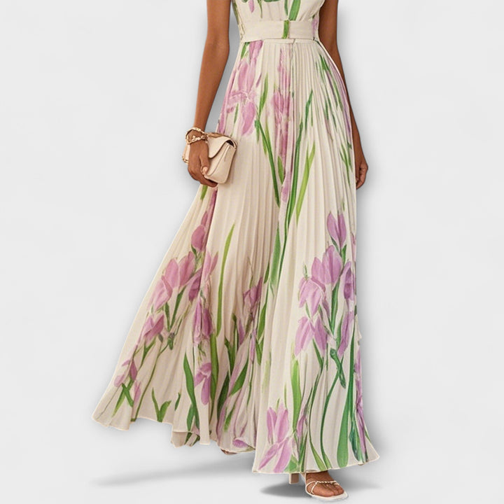 Penelope | Robe maxi trapèze en mousseline à imprimé floral