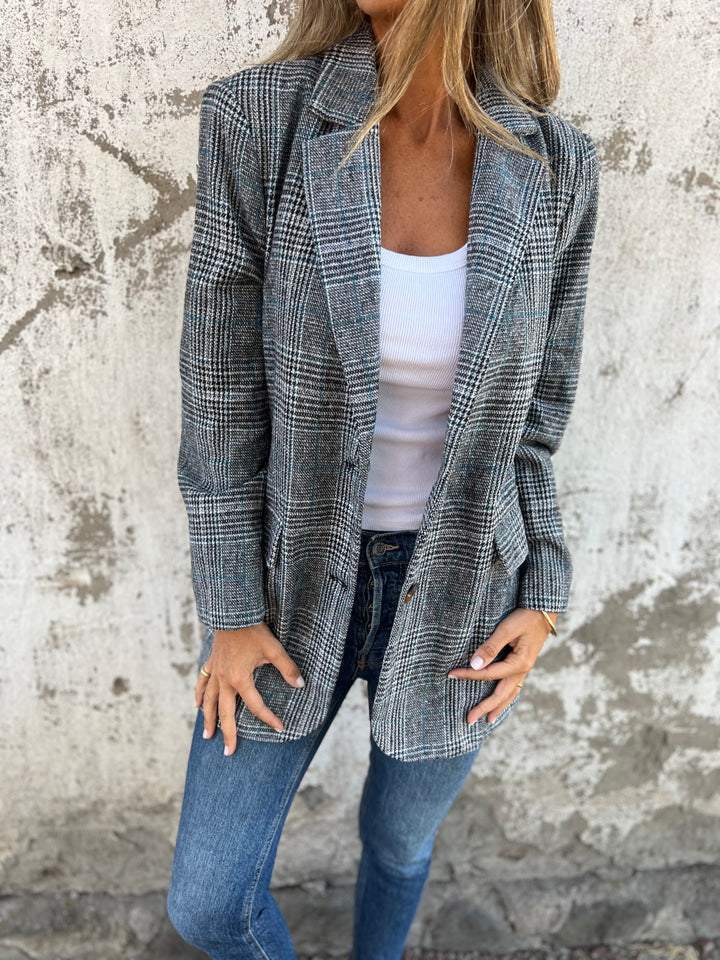 Amelia - Blazer décontracté à carreaux et à revers