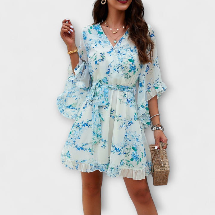 Lina - Robe midi pour femme à motif fleuri