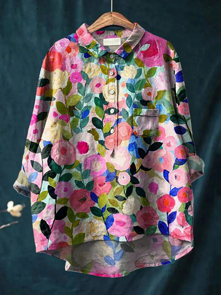 Tamara | Blouse décontractée pour femme à imprimé fleuri printanier multicolore