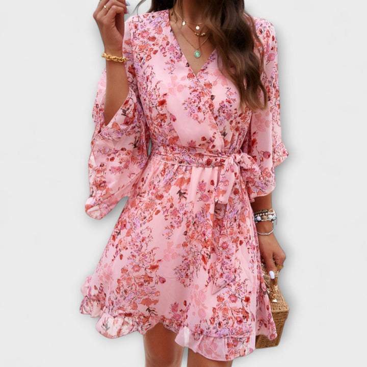 Lina - Robe midi pour femme à motif fleuri
