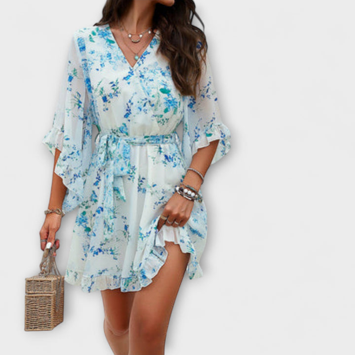 Lina - Robe midi pour femme à motif fleuri