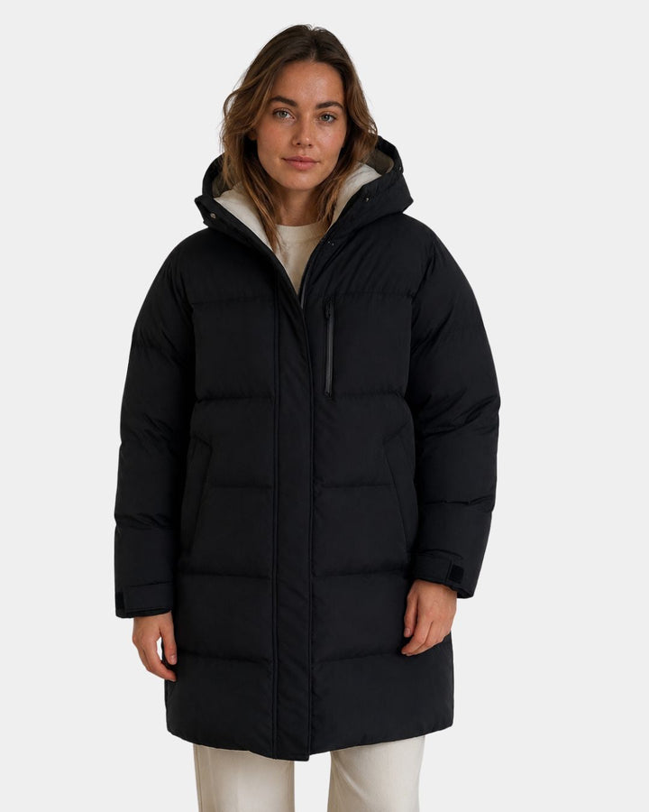 DORÉLIE | LONG MANTEAU MATELASSÉ À CAPUCHE