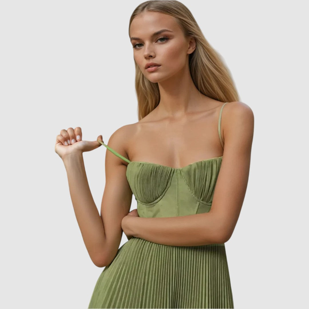 Adela | Robe plissée à bretelles et dos ouvert