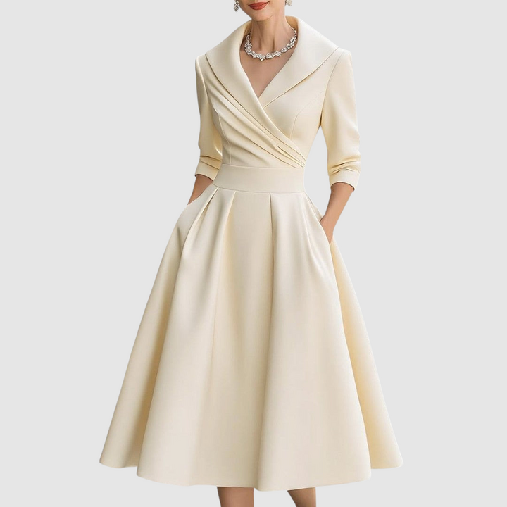 Adela | Robe midi effet portefeuille à col