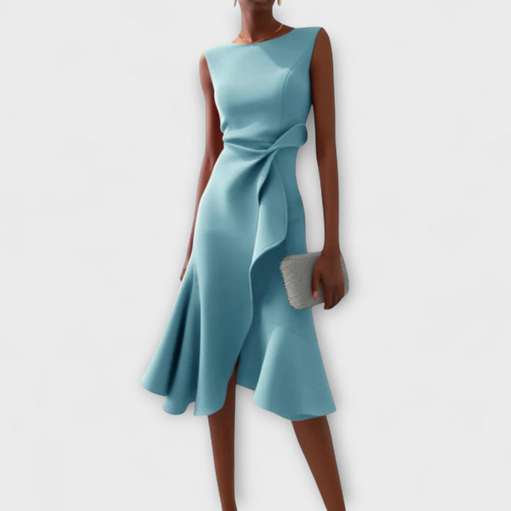 Juliette – Robe midi drapée asymétrique