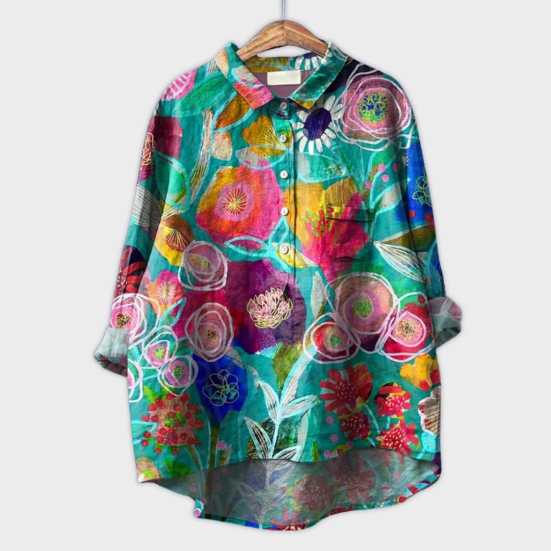 Magdalena - Blouse faite main pour femme à design floral