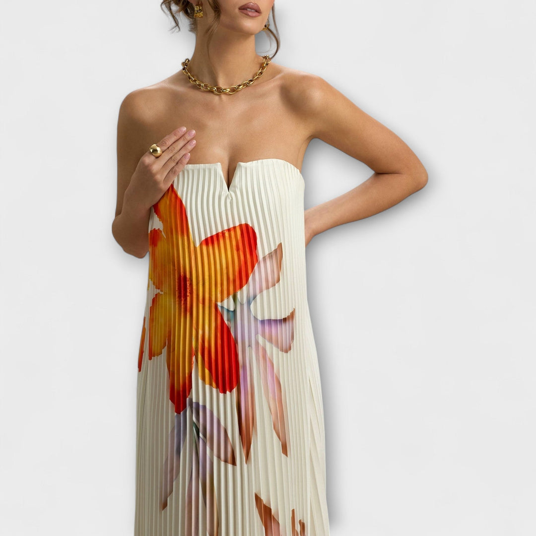 Michelle - Robe maxi cœur en orange fleuri