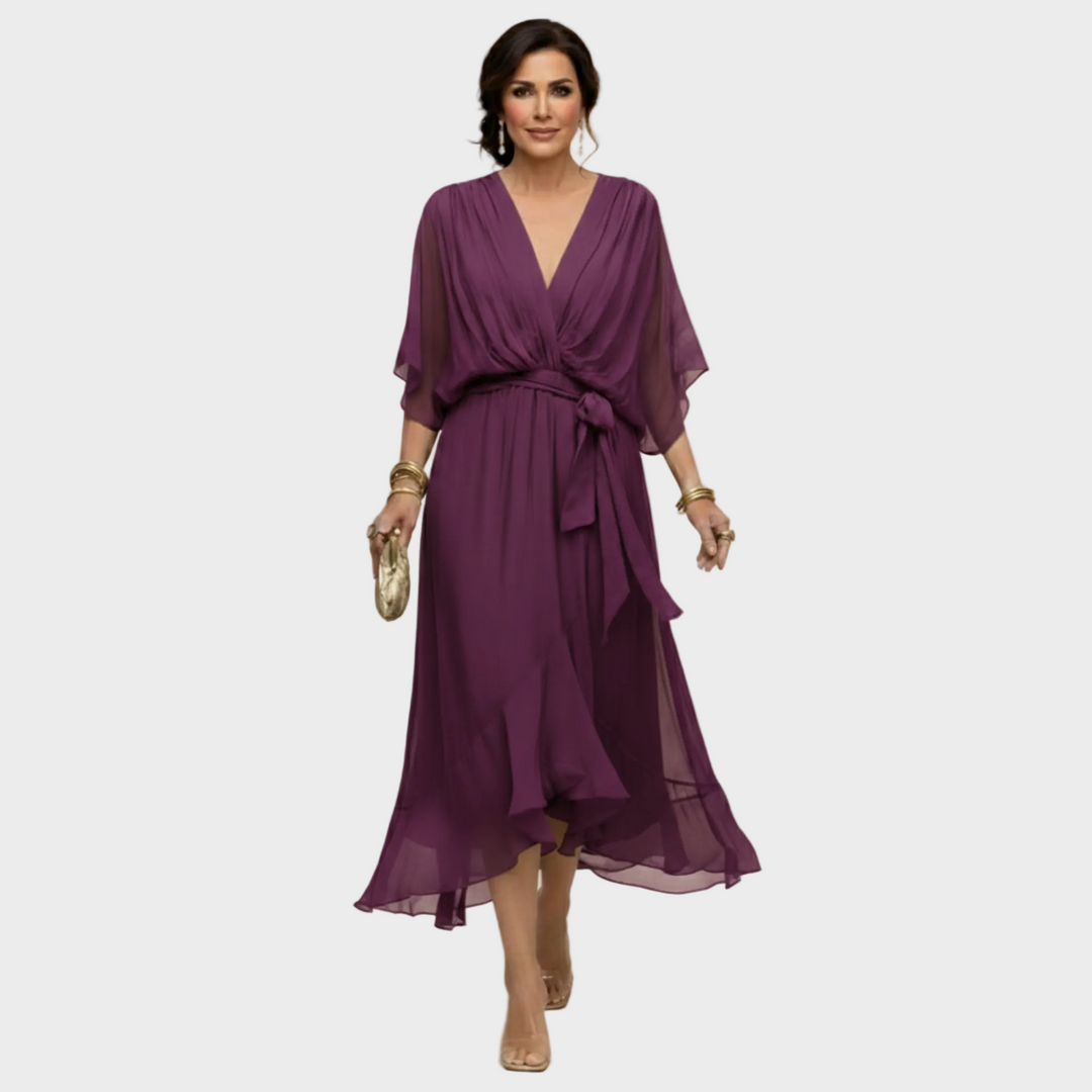 Monica | Robe en mousseline à col en V